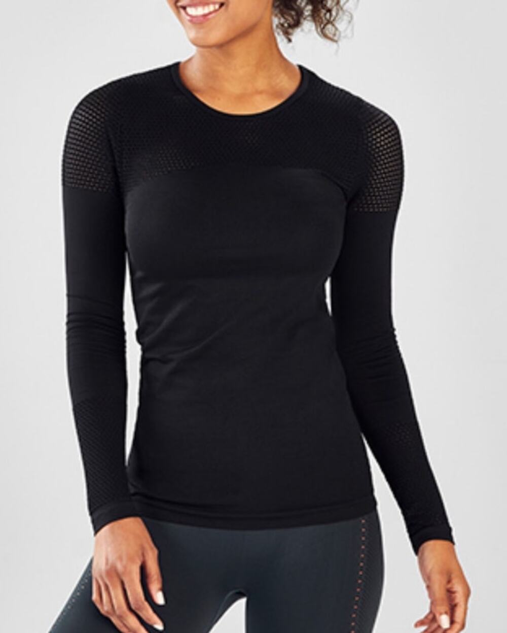 NWT Fabletics Musetta Seamless L/S Athletic Top Black Women's XS